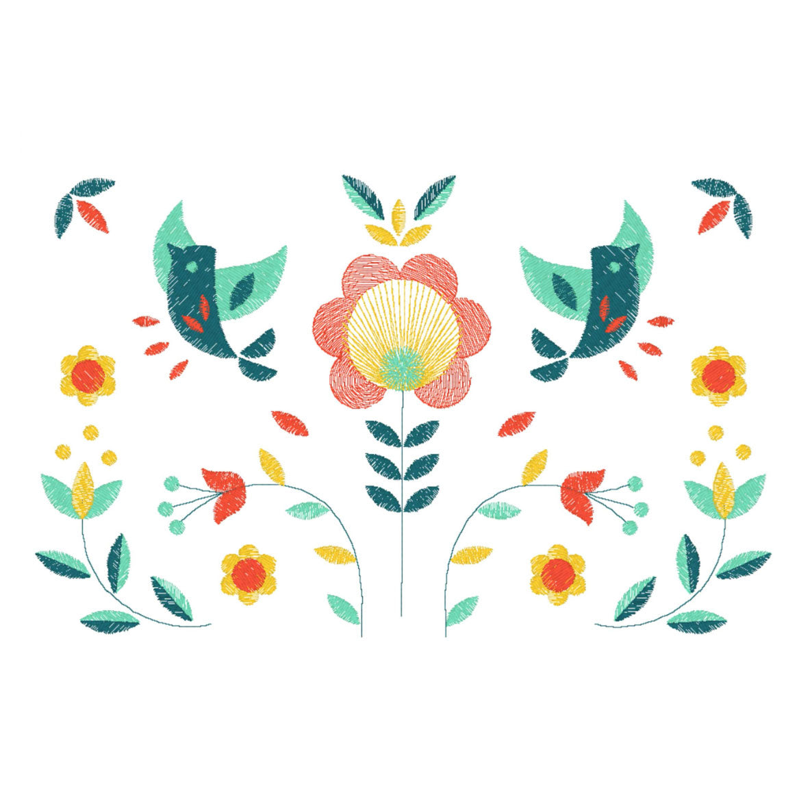 motif de broderie machine motifs oiseau et fleurs folks