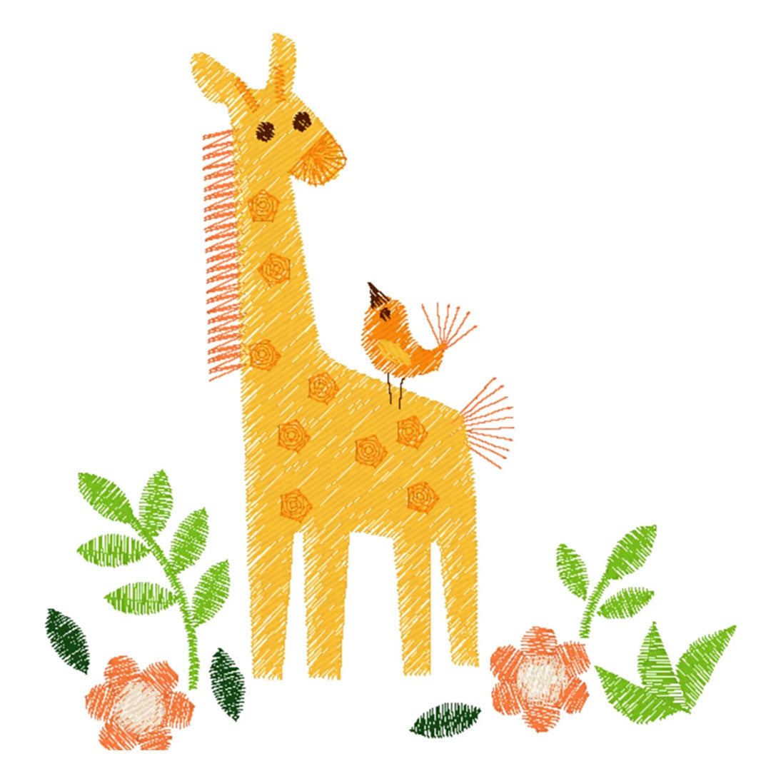 motif broderie machine girafe